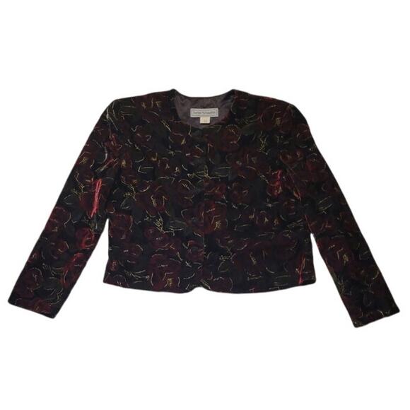 Vintage Norton McNaughton Velvet Floral Jacket Gold Threads Whimsey Goth - 12 - Picture 3 of 7